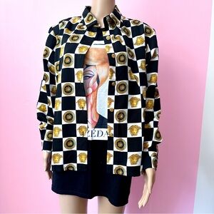 Versace Bootleg Barroco and Sun Print Blouse Size Medium